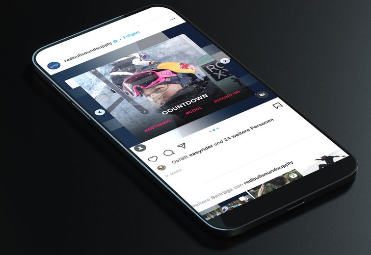 Smartphone mit Instagram von Red Bull Sound Supply