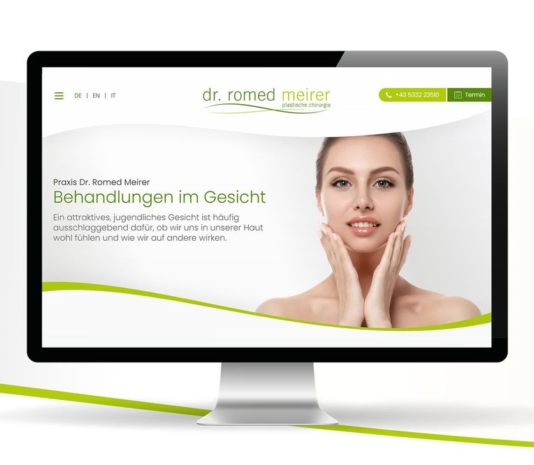 Monitor mit Webseite von Dr. Romed Meirer